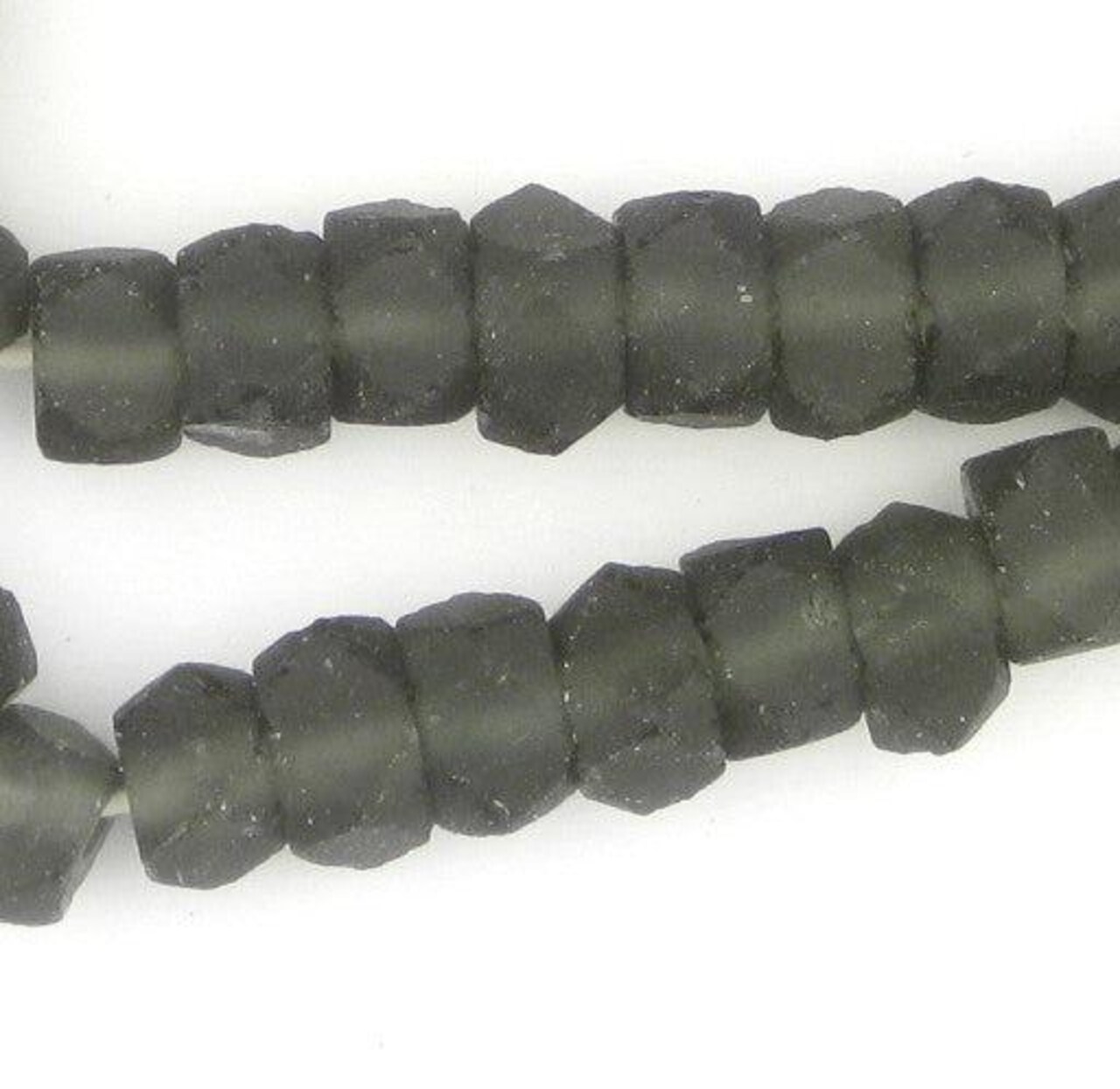 The Bead Chest Charcoal Faceted Recycled Java Sea Glass Beads - Full Strand of Faceted Bottle Glass Beads | Approximately 48 Beads